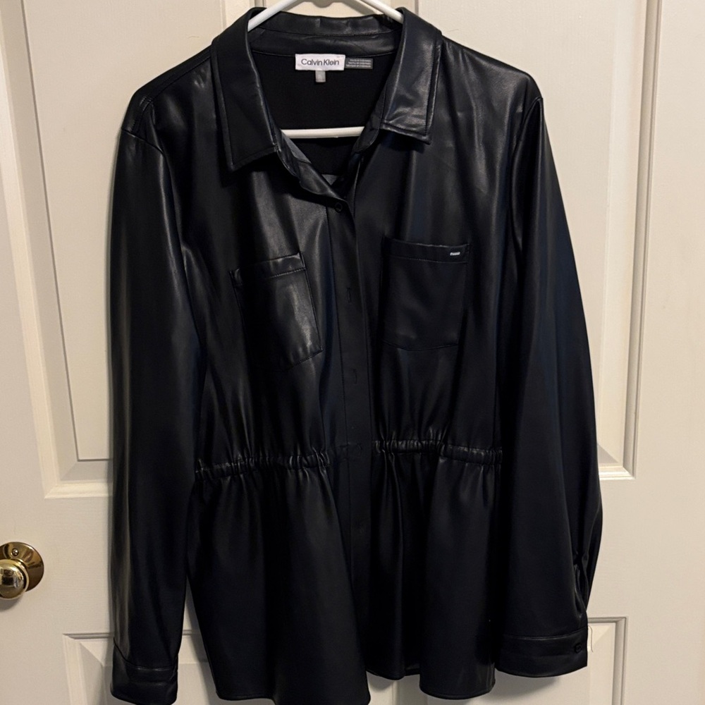 Calvin Klein Women's Faux Leather Jacket in Black